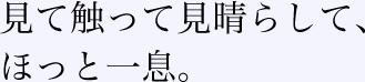 見て触って見晴らして、ほっと一息。